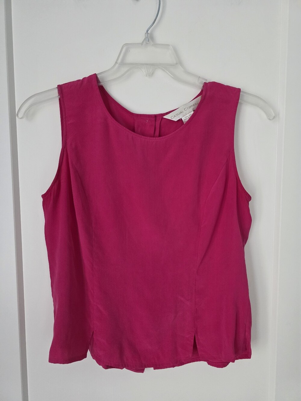 Casual Corner Women's Bright Fuchsia Sleeveless Silk Top